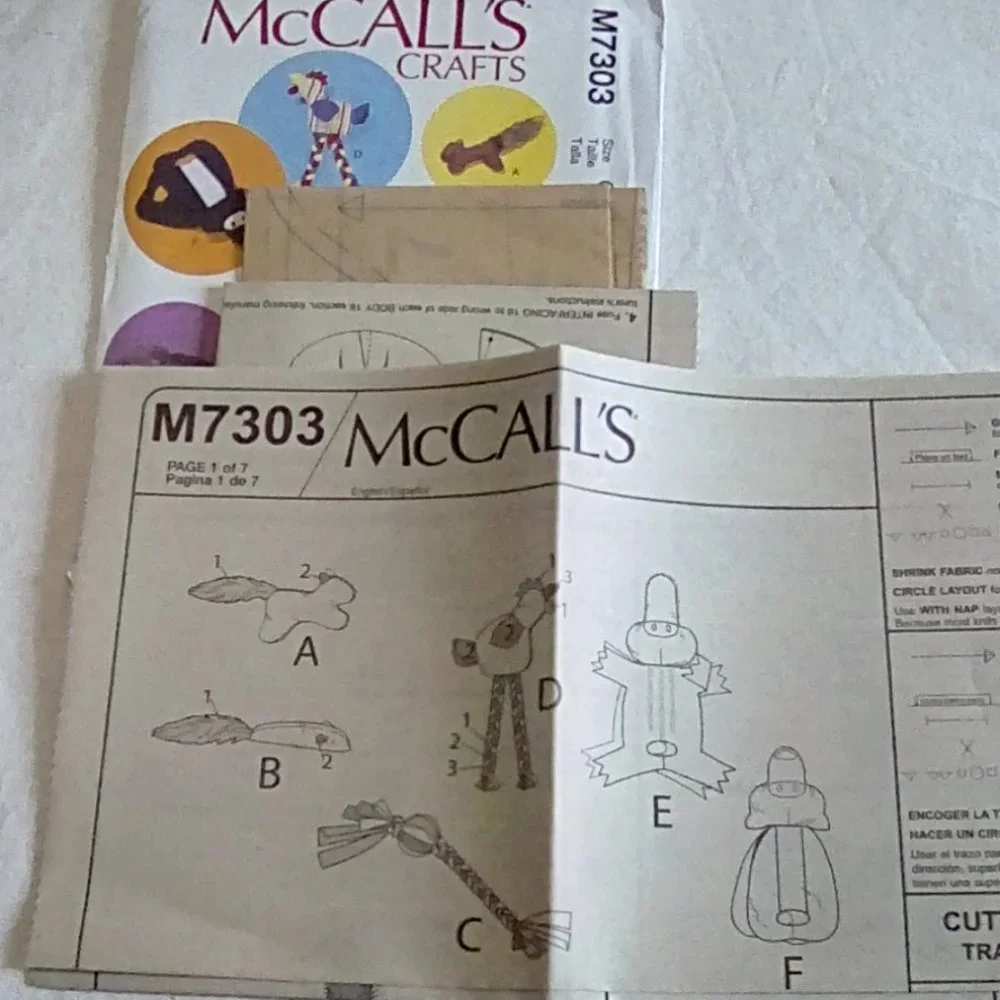 McCall's Crafts M7303 Dog Pet Toys in 6 styles
